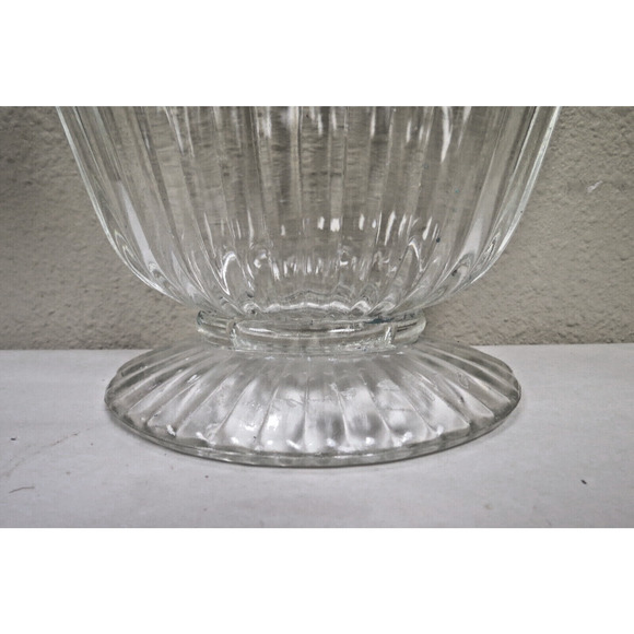 Vintage Jeannette Clear Glass 6" Fan Vase National Pattern Ribbed & Fluted 1930s - Picture 3 of 6